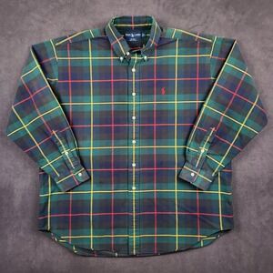 Polo Ralph Lauren Blake Shirt Mens XL Green Plaid Button Up Cotton Long Sleeve